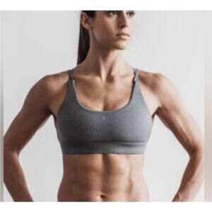 Nobull Lined Scoop Neck Crisscross Sport Bra Gray Womens Size XS NWT